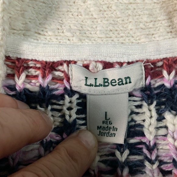 L.L. Bean Cream and Multicolor Patterned Cardigan - Picture 5 of 8